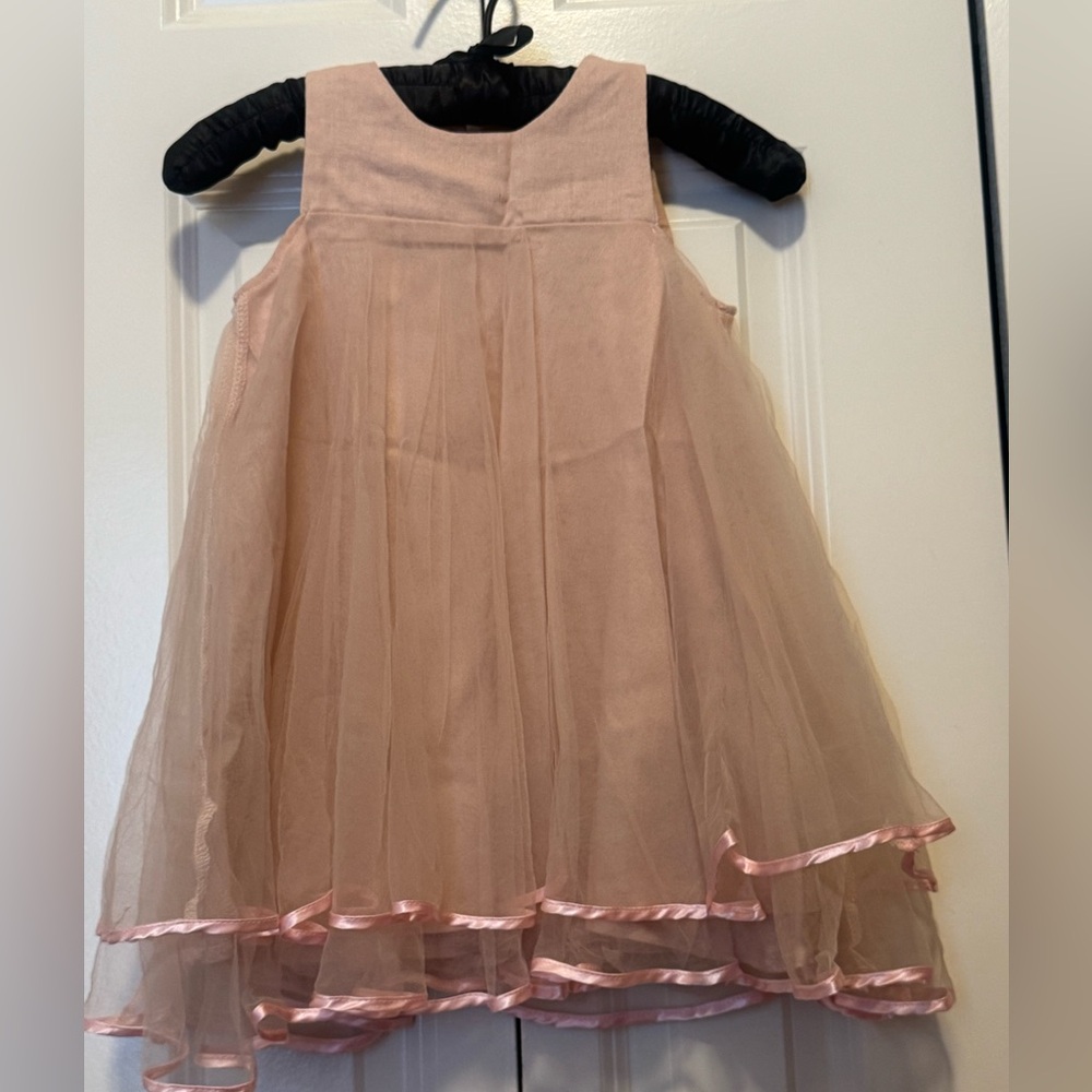 Girls Pink Layered Tulle Dress Bear Leader Size 110 Satin Trim Party Princess